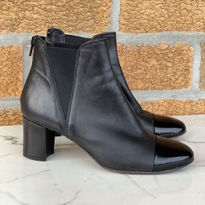 AGL Black Leather Cap Toe Booties 36